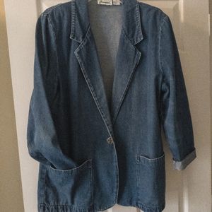 Joanna Vintage denim boyfriend coat jacket Size Medium 100% Cotton 80s 90s